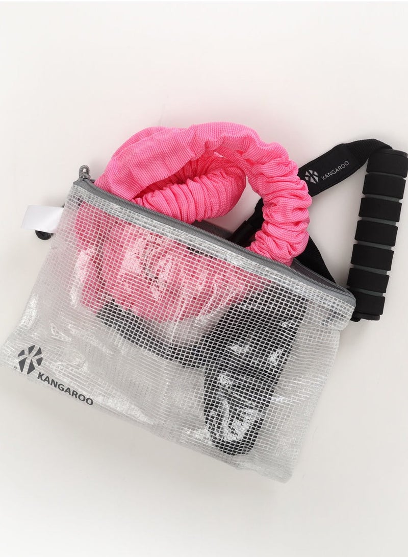 كانجرو حبل المقاومة كانجرو مفرد باللون الوردي – مقاومة عادية، مطاط نقي، مغلف بقماش البوليستر، للتمارين الرياضية والقوة والتدريب المنزلي - Image 5