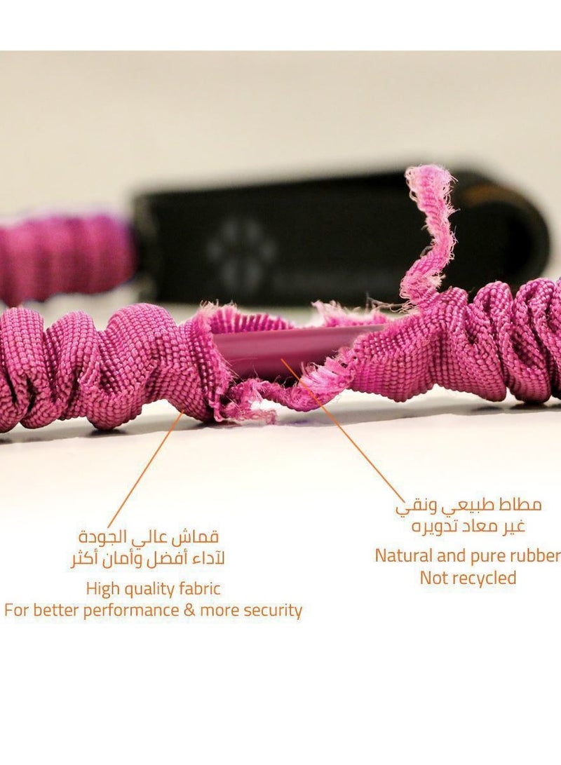 كانجرو حبل المقاومة كانجرو مفرد باللون الوردي – مقاومة عادية، مطاط نقي، مغلف بقماش البوليستر، للتمارين الرياضية والقوة والتدريب المنزلي - Image 3