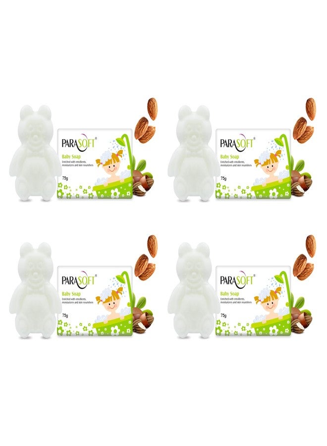 باراسوفت صابون باراسوفت للأطفال 75 غرام (عبوة من 4 قطع) - صابون استحمام لطيف ومرطب للأطفال مع مُرطبات ومُغذيات للبشرة | صابون تنظيف لطيف لبشرة الطفل - Image 1