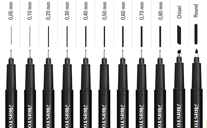 Aristo Precision Pigment Liners Fineliner Set 6 Fine Tip Drawing Pens for Artists Waterproof Archival Black Ink Ideal for Illustrations Sketching Technical Drawing - Image 4