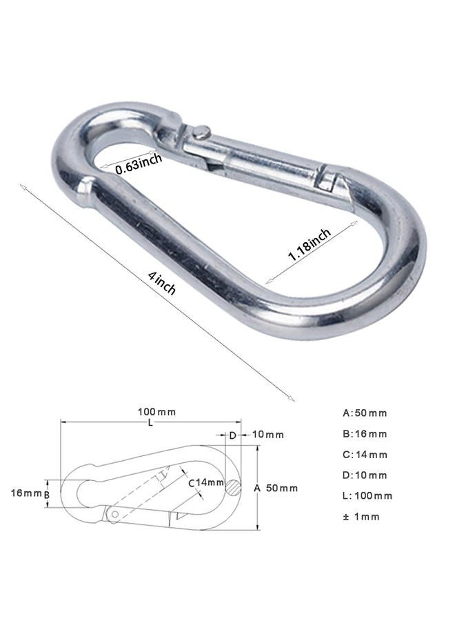 OWAYOTO Carabiner Clip 4 Inch Spring Snap Hook Heavy Duty 2pcs 10x100mm for Hammock Punching Bags Swing Chairs Gym Equipment Camping Hiking - Image 2