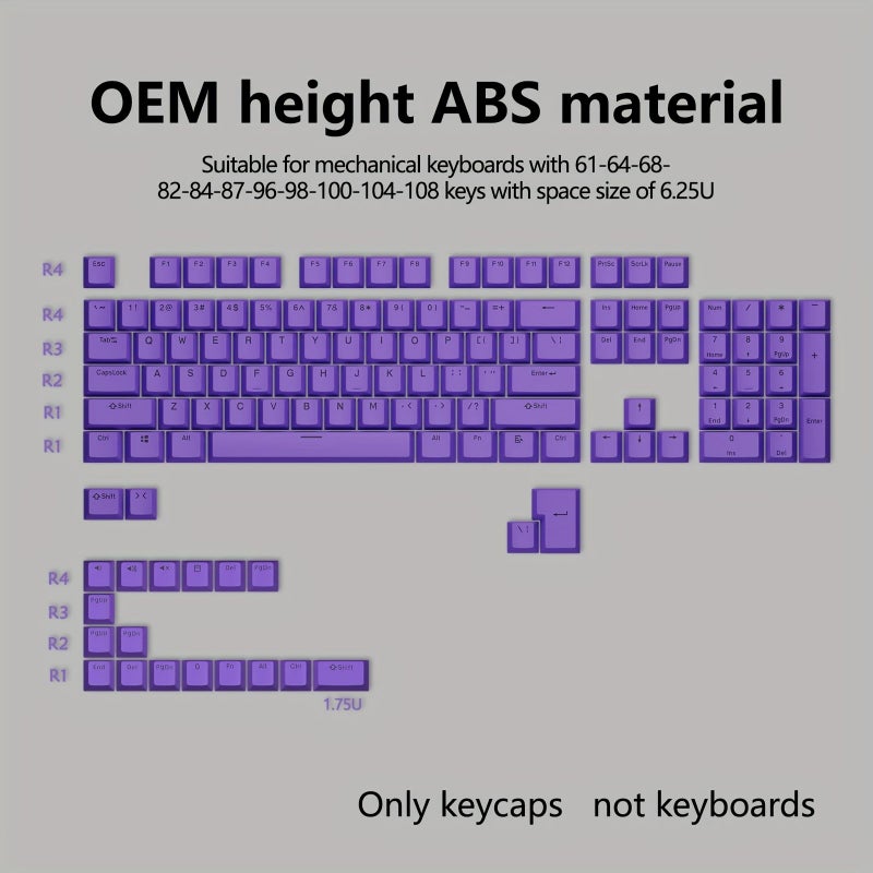 Translucent Dual Color Injection Keycaps 125 Keys Set Dark Blue OEM ABS - Image 1