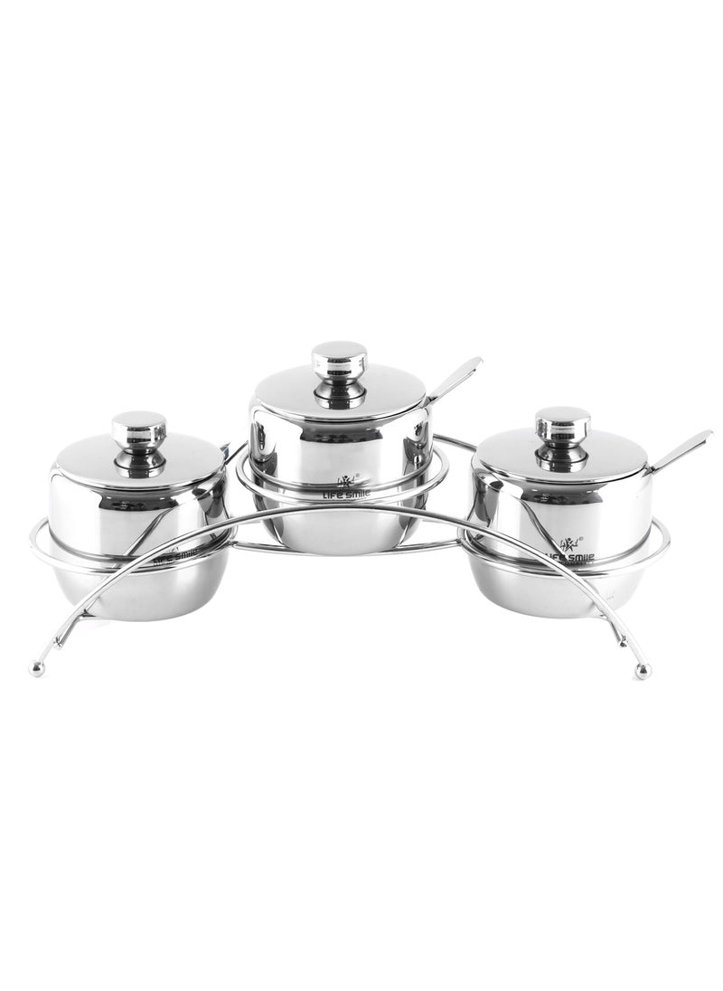 Life Smile - Stainless Steel Sugar Bowl Set, Spice Set for All Kinds of Spices  With Spoon And Lid , Tea and Sugar - Image 1