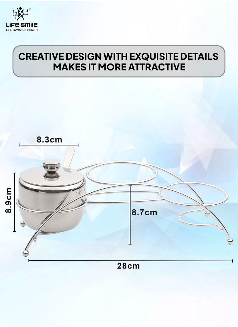 Life Smile - Stainless Steel Sugar Bowl Set, Spice Set for All Kinds of Spices  With Spoon And Lid , Tea and Sugar - Image 1