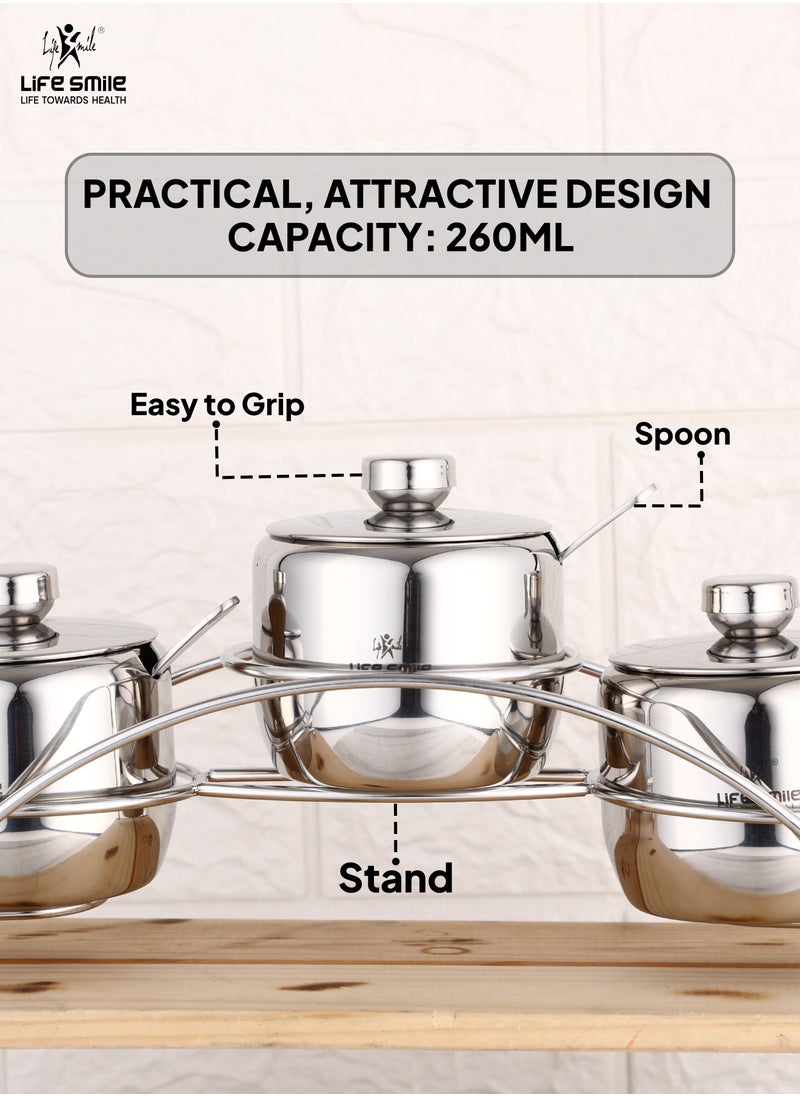 Life Smile - Stainless Steel Sugar Bowl Set, Spice Set for All Kinds of Spices  With Spoon And Lid , Tea and Sugar - Image 1