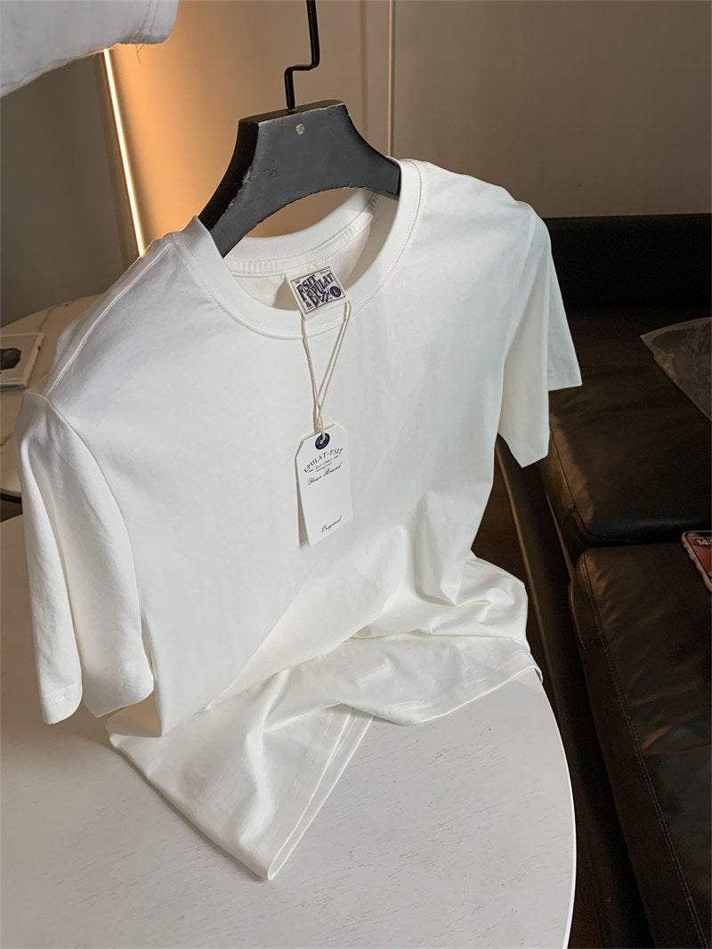 Push! Word Of Mouth Series! Summer Men'S Solid Color Basic Pullover All-Match Short-Sleeve T-Shirt - Image 1