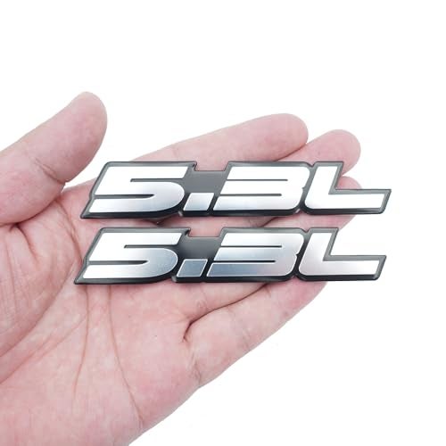 EmbRoom Pair Set 53L Liter Embossed Highly Polished Real Aluminum Auto Letter Nameplate Emblem Badge Silver - Image 1