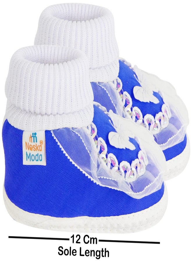 Neska Moda Baby Girls Booties For 6 to 12 Months (Blue) - Image 2