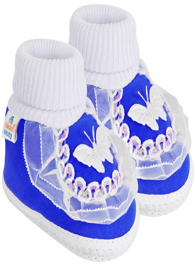 Neska Moda Baby Girls Booties For 6 to 12 Months (Blue) - Image 1