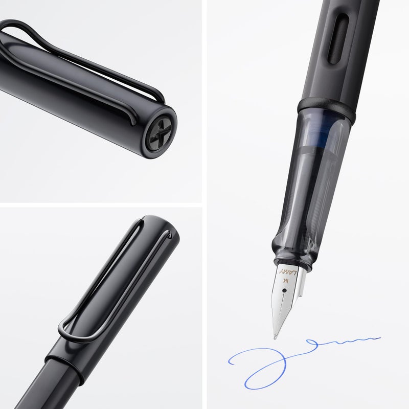 LAMY قلم حبر لامي أل-ستار الأسود - قلم حبر مع مقبض مريح و رأس فولاذي أسود بحجم F - جسم من الألمنيوم خفيف الوزن - يشمل خرطوشة لامي T 10 زرقاء - لليد اليمنى - Image 2