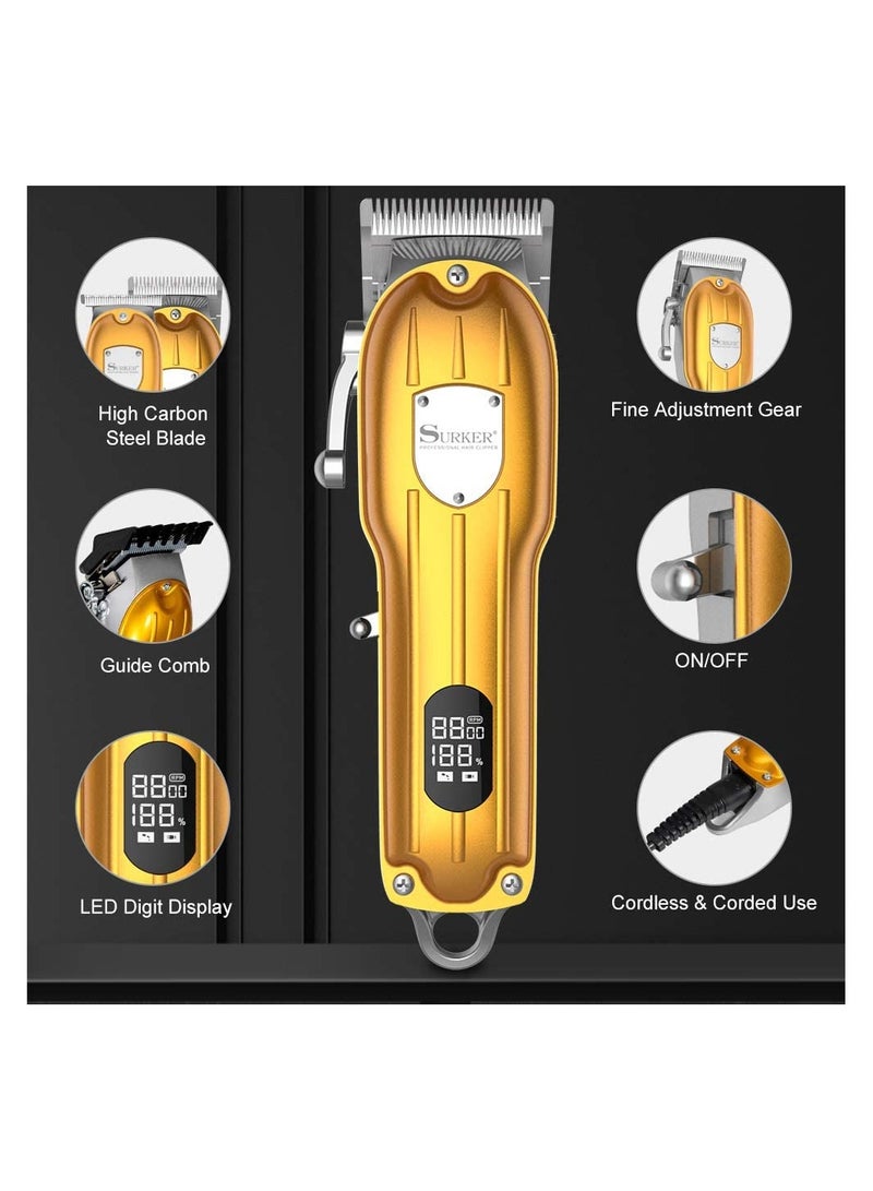 سوركر مجموعة ماكينة حلاقة شعر الرجال المهنية، ماكينة قص الشعر للرجال، ماكينة قص لحى، قابلة للشحن بدون سلك، مجموعة العناية بالشعر، شاشة LED، قابلة للشحن عبر USB - Image 3