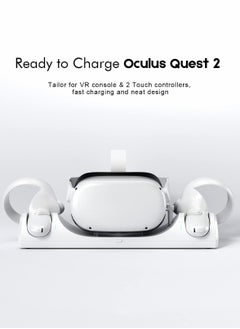 KASTWAVE Charging Dock for Oculus Quest 2 / Meta Quest 2 with LED Light, Magnetic Charging Station for VR Headset and Touch Controllers, with 2 Rechargeable Batteries/Type-C Charger Cable  - Image 4