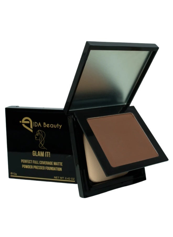 IDA Beauty Glam It! Perfect Full Coverage Matte Powder Pressed Foundation | 2-in-1 Setting & Foundation | Matte Finish, Long-Lasting, Lightweight | Vegan, Halal, Cruelty-Free (ZAM 06) - Image 1