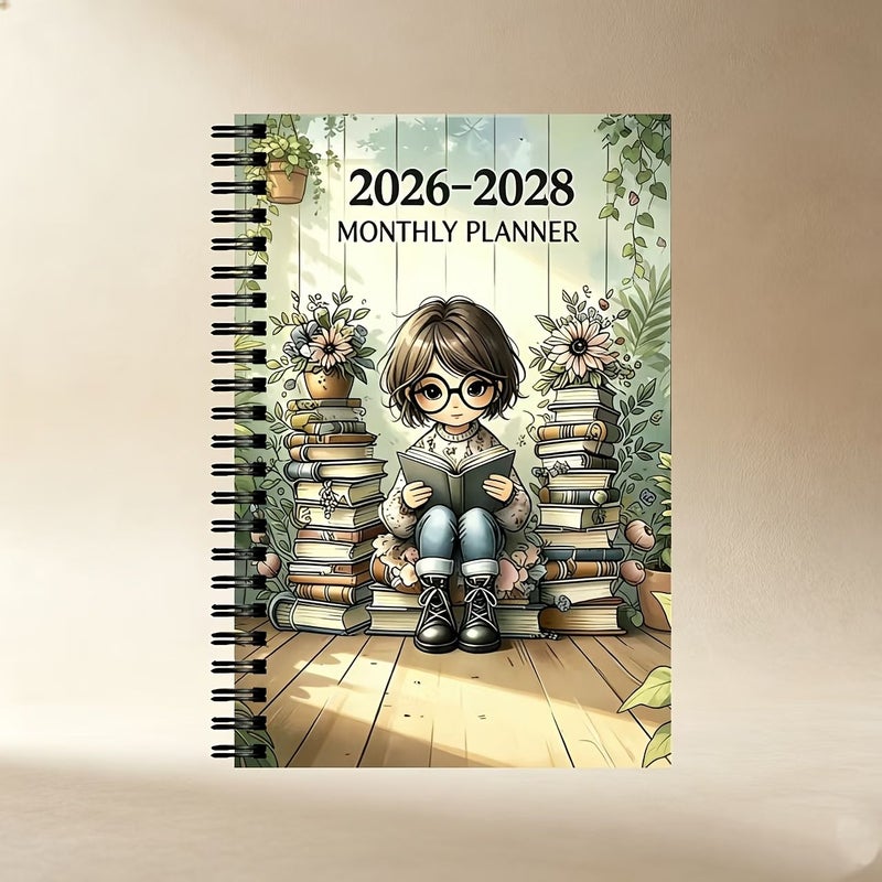 2026-2028 Three Year Calendar Planner A5 Undated Version Monthly Tab Diary Women Reading Themed Cover Portable Annual Handbook Office Gifting Daily Use - Image 3