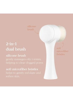 NOONI Nooni Pore Cleansing Tool - Manual Dual Brush | Facial Massager and Exfoliator, Soft Bristle & Silicone Brush, 1 Count  - Image 3
