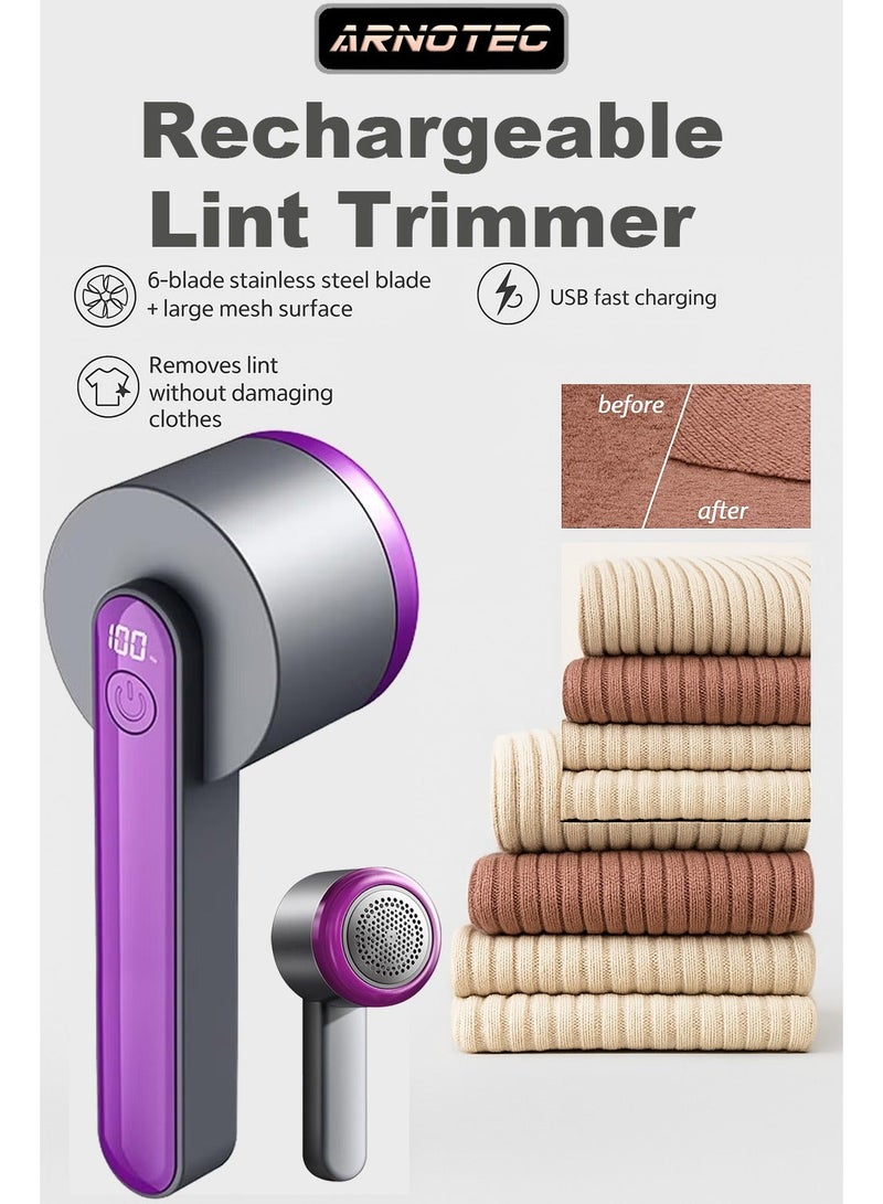 ARNOTEC ماكينة حلاقة الوبر الكهربائية، قاطعة الوبر القابلة لإعادة الشحن، ماكينة حلاقة الوبر القابلة لإعادة الشحن عبر USB، مزيل الوبر مع 6 شفرات من الفولاذ المقاوم للصدأ، إزالة الوبر بسهولة - Image 1