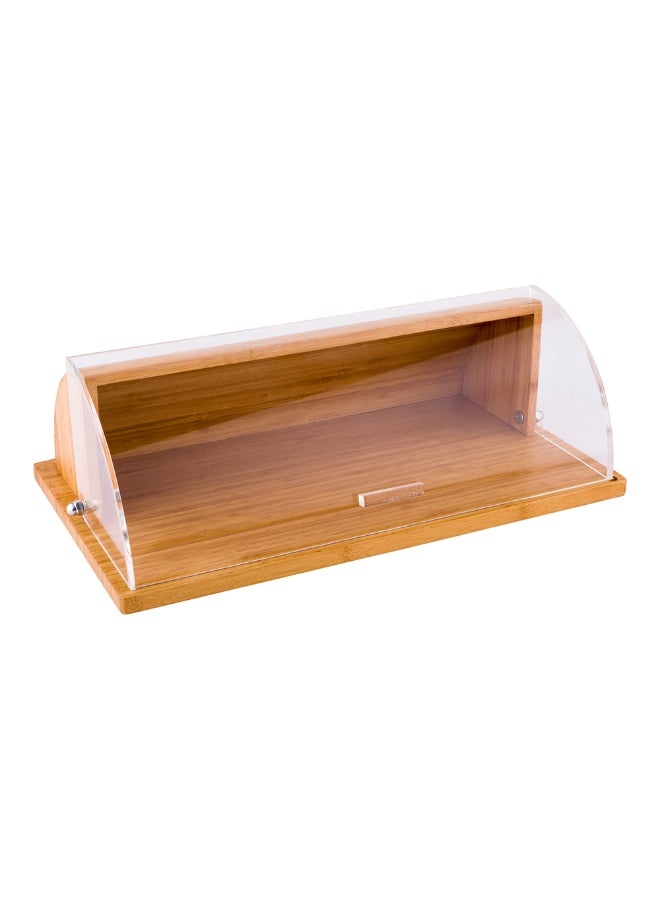 Restaurantware 20 x 11.5 x 6.5 Inch Bread Box, 1 Clear Lid Wooden Bread Box - Shatter-Proof, Chip-Resistant, Natural Bamboo Roll Top Bread Box, For Ktchen Countertop, Stores Food  - Image 1