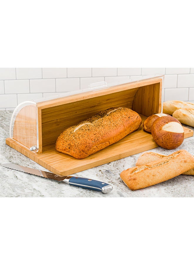 Restaurantware 20 x 11.5 x 6.5 Inch Bread Box, 1 Clear Lid Wooden Bread Box - Shatter-Proof, Chip-Resistant, Natural Bamboo Roll Top Bread Box, For Ktchen Countertop, Stores Food  - Image 5