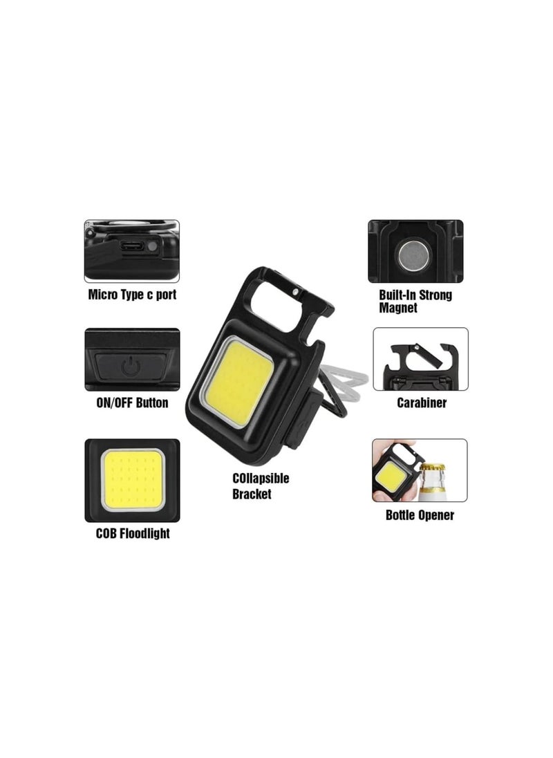 Generic - White Rows Keychain Light, White Rows Flashlight, Whiterows Cob Keychain Work Light, Flash Light Keychain Rechargeable, Keychain Flashlight for Camping Fishing Walking (5pcs) - Image 1