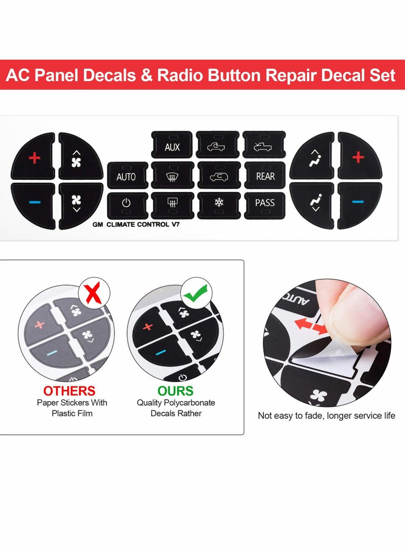 SYOSI AC Dash Button Repair Sticker for Chevy, Car Replacement Part Fixing Ruined Faded Control Radio Decal SUV Truck Accessories（6 Packs ）  - Image 4