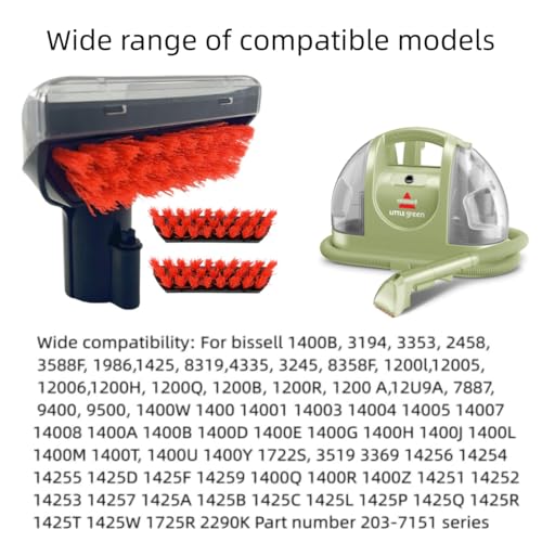Sionlan Upgraded 5.3in 1400B Little Green Machine Multi-Purpose Tools Stair Brush Replacement Parts Compatible for 4075 3194 3353 2458 3588F 1986 1425 2513E 3624 Tough Stain Brush Tool Attachments(Black 1+2) - Image 3