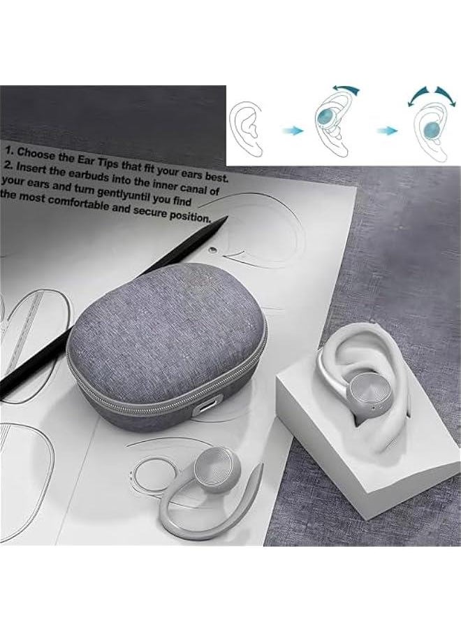Wireless Earbuds, 60H Playtime Bluetooth Earbuds with Ear Hooks, LED Display, 80W Fast Charging Case for Sports/Workout/Running