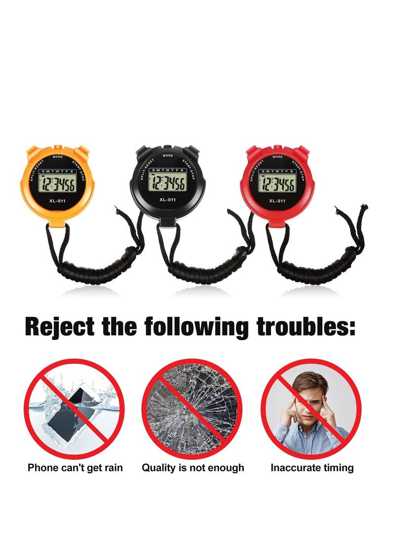 SYOSI - Sports Stopwatch Timer 3 Pieces Multi Function Sport Digital Stopwatch Large Display with Date Time and Alarm Function Shockproof Waterproof Sport Stopwatch for Swimming Running Sports Training - Image 1