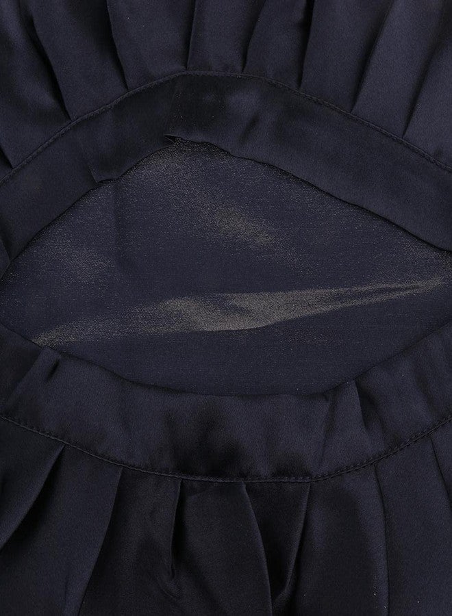 Generic Women Pure Silk Sleep Hats Wrap Night Cap Hair Care Bonnet Navy Blue - Image 4