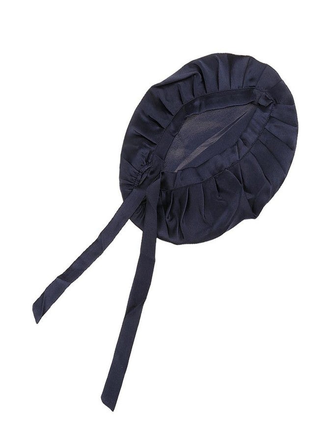 Generic Women Pure Silk Sleep Hats Wrap Night Cap Hair Care Bonnet Navy Blue - Image 1