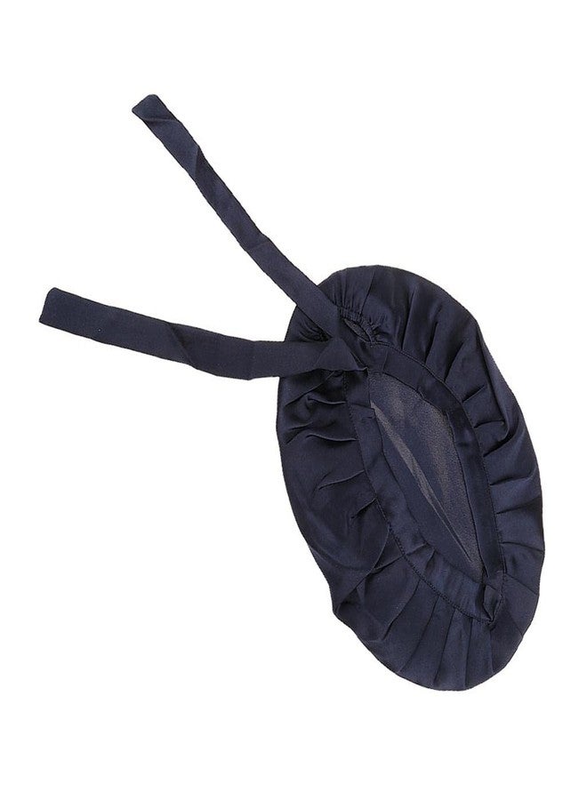 Generic Women Pure Silk Sleep Hats Wrap Night Cap Hair Care Bonnet Navy Blue - Image 2