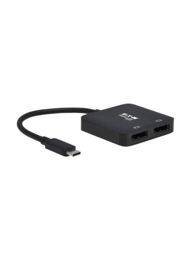 تريب لايت محول Tripp Lite USB‑C U444‑2DP‑MST4K6، عرض مزدوج - DisplayPort بدقة 4K عند 60 هرتز، 8K، HDR، 4:4:4، يدعم HDCP 2.2، وضع DP 1.4 Alt، لون أسود - Image 4