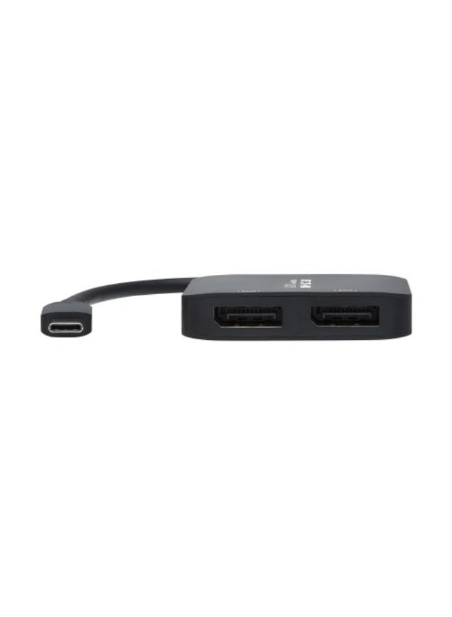 تريب لايت محول Tripp Lite USB‑C U444‑2DP‑MST4K6، عرض مزدوج - DisplayPort بدقة 4K عند 60 هرتز، 8K، HDR، 4:4:4، يدعم HDCP 2.2، وضع DP 1.4 Alt، لون أسود - Image 3