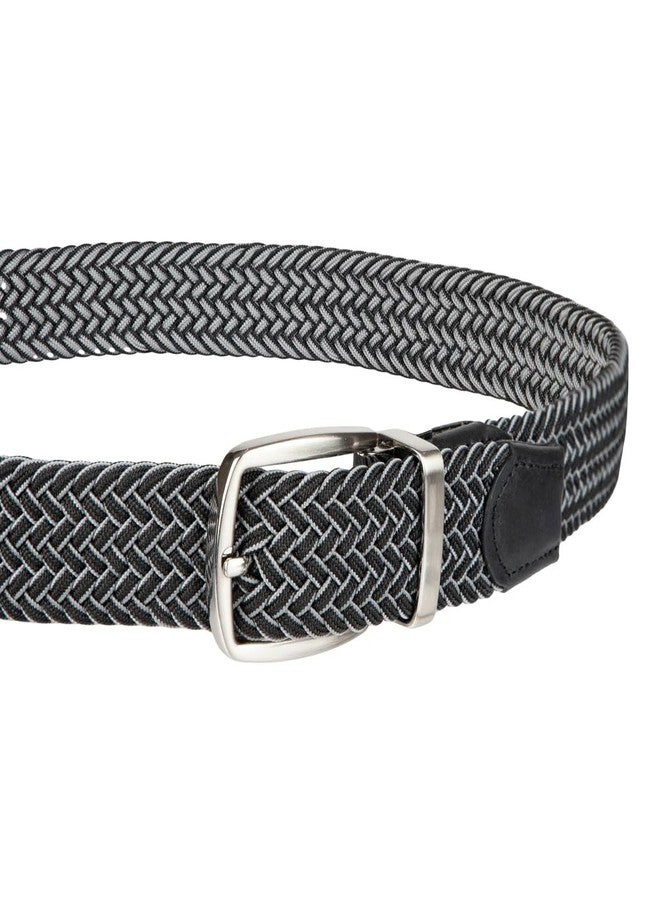 Tommy Bahama Men's Stretch Braided Reversible Leather Trim Belt, Black/Gray, S/M (32-36) - Image 4
