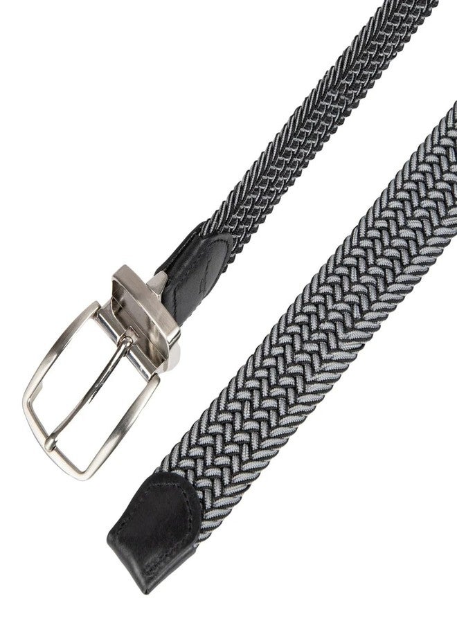 Tommy Bahama Men's Stretch Braided Reversible Leather Trim Belt, Black/Gray, S/M (32-36) - Image 5