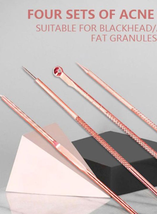 docooler 4-Piece Beauty Makeup Blackhead Remover Tool Set Rose Gold/Silver - Image 4