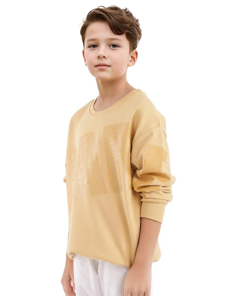 رير ونز Rare Ones Kids Cramet Yellow Cotton Full Sleeve Gel With HD Print Sweatshirt