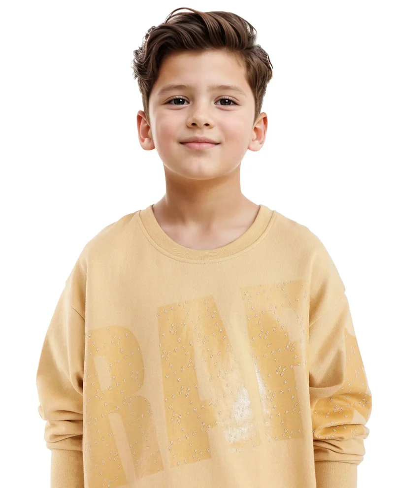 رير ونز Rare Ones Kids Cramet Yellow Cotton Full Sleeve Gel With HD Print Sweatshirt