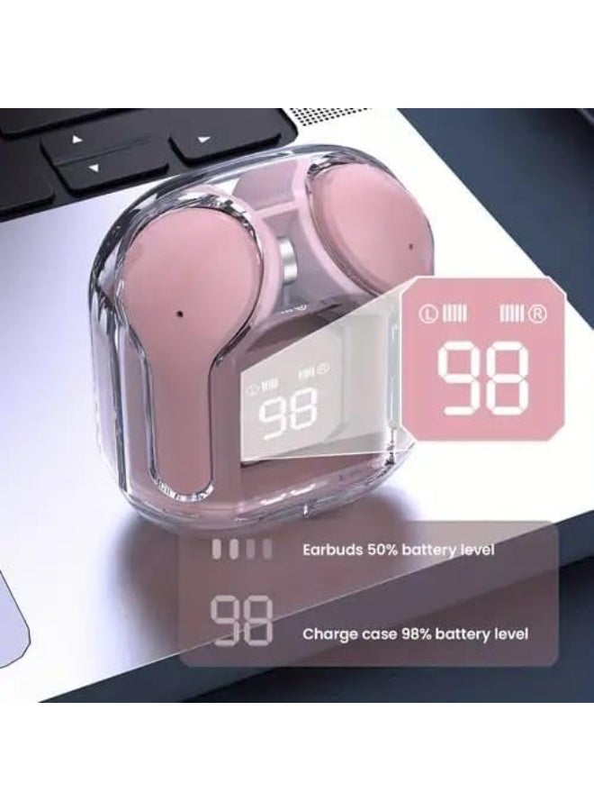 سماعات أذن لاسلكية بلوتوث عازلة للضوضاء- متوافقة مع ايفون واندرويد- مع علبة شحن بشاشة عرض ديجيتال (وردى) - Image 2