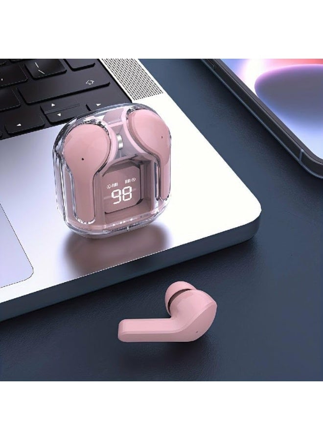 سماعات أذن لاسلكية بلوتوث عازلة للضوضاء- متوافقة مع ايفون واندرويد- مع علبة شحن بشاشة عرض ديجيتال (وردى) - Image 3