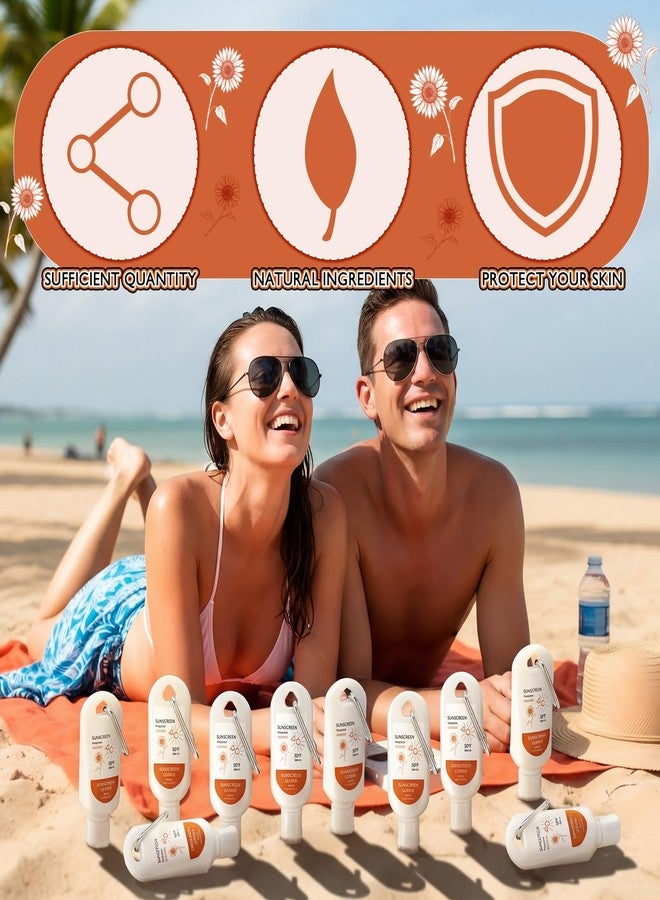 Leelosp 12 Pcs SPF 46 Mini Sunscreen with Carabiner Multi-pack Travel Size 2 oz Water Resistant Sunscreen for Women Mother's Day Gift Summer Beach Trip Supplies Wedding Bridal Shower Thank Guest Gift - Image 5