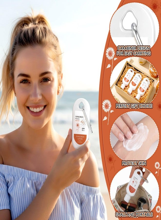 Leelosp 12 Pcs SPF 46 Mini Sunscreen with Carabiner Multi-pack Travel Size 2 oz Water Resistant Sunscreen for Women Mother's Day Gift Summer Beach Trip Supplies Wedding Bridal Shower Thank Guest Gift - Image 3