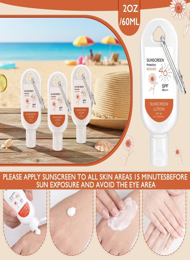 Leelosp 12 Pcs SPF 46 Mini Sunscreen with Carabiner Multi-pack Travel Size 2 oz Water Resistant Sunscreen for Women Mother's Day Gift Summer Beach Trip Supplies Wedding Bridal Shower Thank Guest Gift - Image 2