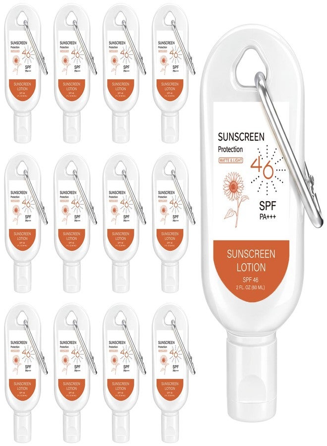 Leelosp 12 Pcs SPF 46 Mini Sunscreen with Carabiner Multi-pack Travel Size 2 oz Water Resistant Sunscreen for Women Mother's Day Gift Summer Beach Trip Supplies Wedding Bridal Shower Thank Guest Gift - Image 1