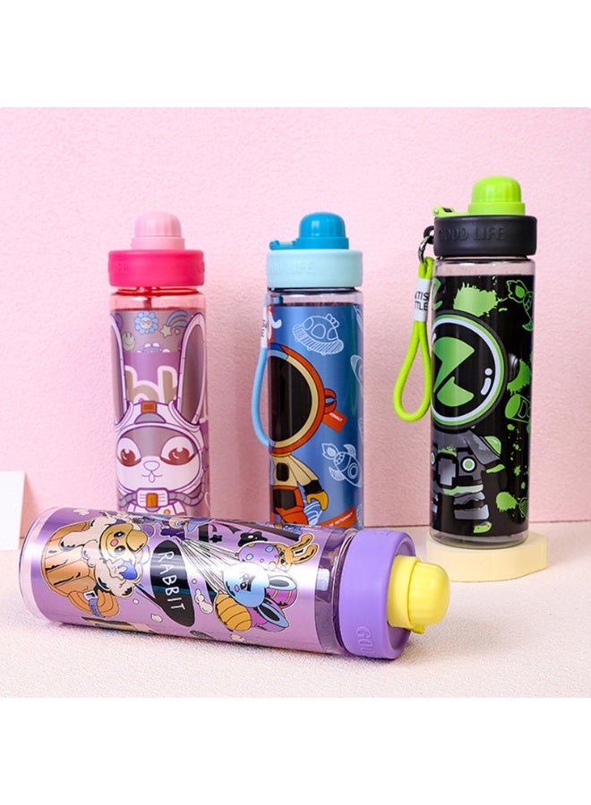 HI-FINE Cute Water Bottle for School Kids, BPA Free Tritan & Leak Proof & Easy Clean & Carry Handle, 16.8oz/ 480ml Green - Image 2