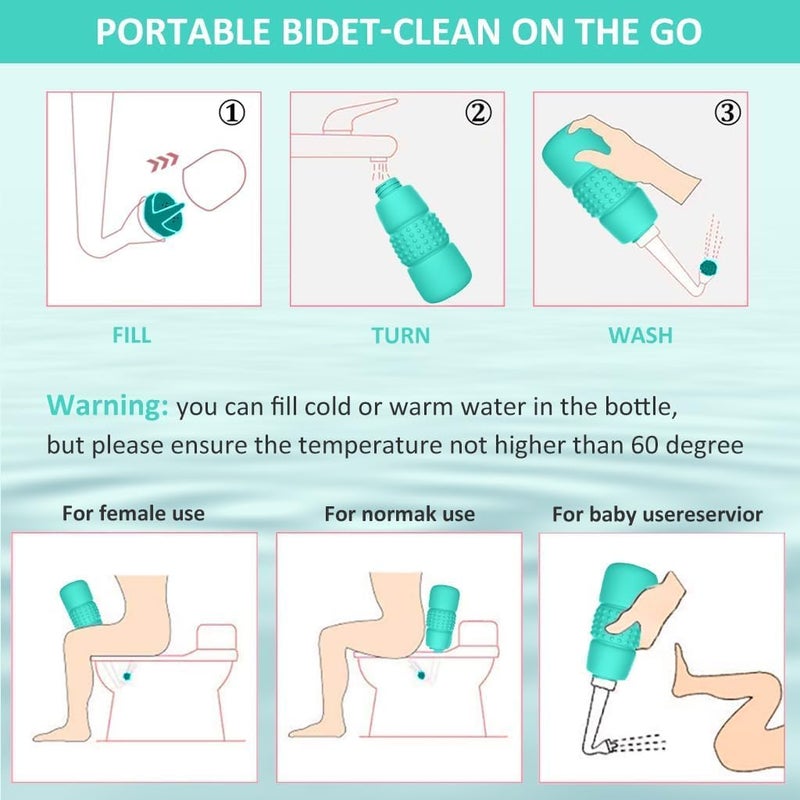 MGNLR MGNLR Portable Bidet Travel Spray for Toilet Empty Bottle Antislip Strong Spray Personal Hygiene Baby Wash Childbirth Cleaner Pregnant Women Cleansing with Douche Nozzle for Intimate  - Image 4