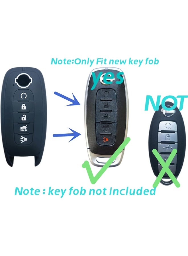 RUNZUIE 2Pcs 5 Buttons Silicone Smart Remote Key Fob Cover Compatible with 2024 2023 Nissan Pathfinder Rogue (Black/Gray) - Image 2
