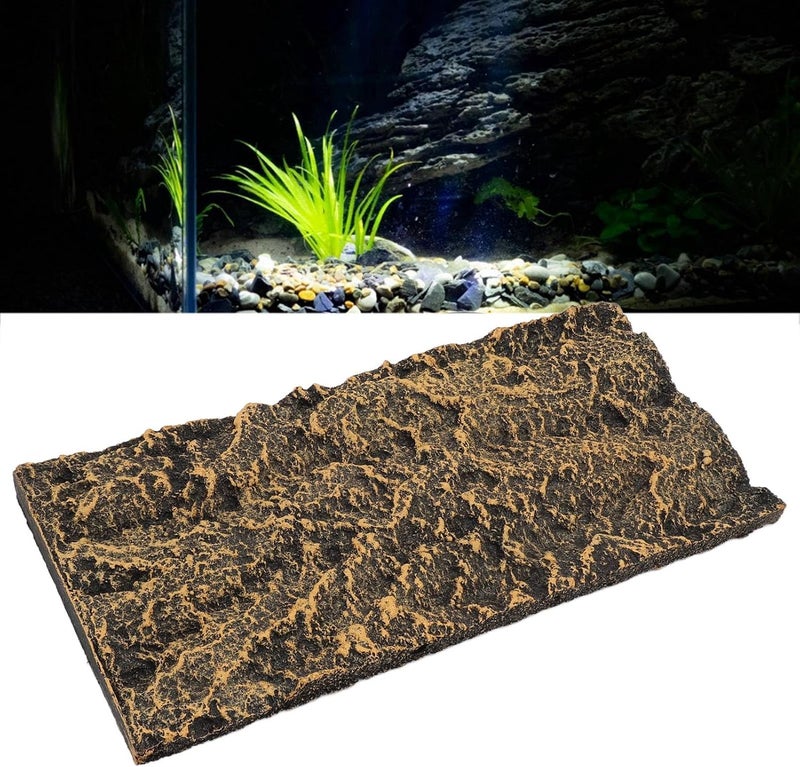 Rock Terrarium Background Board, Reptile Tank Background, High Simulation PU Habitat Climbing Decoration with Clear Texture for Rainforest Aquarium and Fish Tank (26.5 * 12.5cm) - Image 1