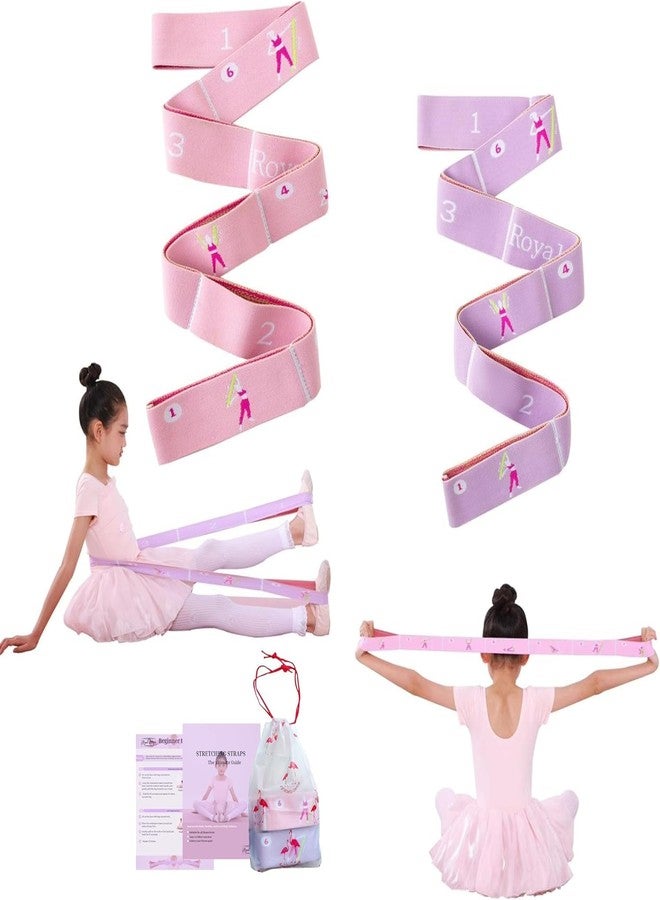 Royal Blaze Stretch Strap with Loops – 2 PCS Multi-Loop Yoga & Physical Therapy Stretching Band, Cotton Flexibility Strap for Exercise & Ballet, Pink & Purple 8 Loops - Image 2