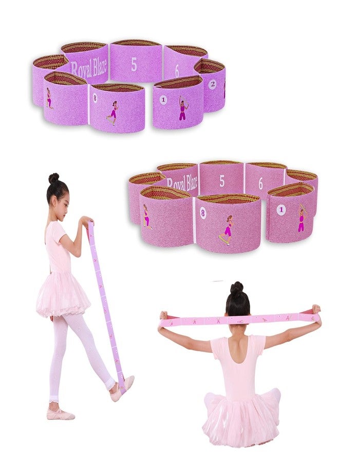 Royal Blaze Stretch Strap with Loops – 2 PCS Multi-Loop Yoga & Physical Therapy Stretching Band, Cotton Flexibility Strap for Exercise & Ballet, Pink & Purple 8 Loops - Image 1