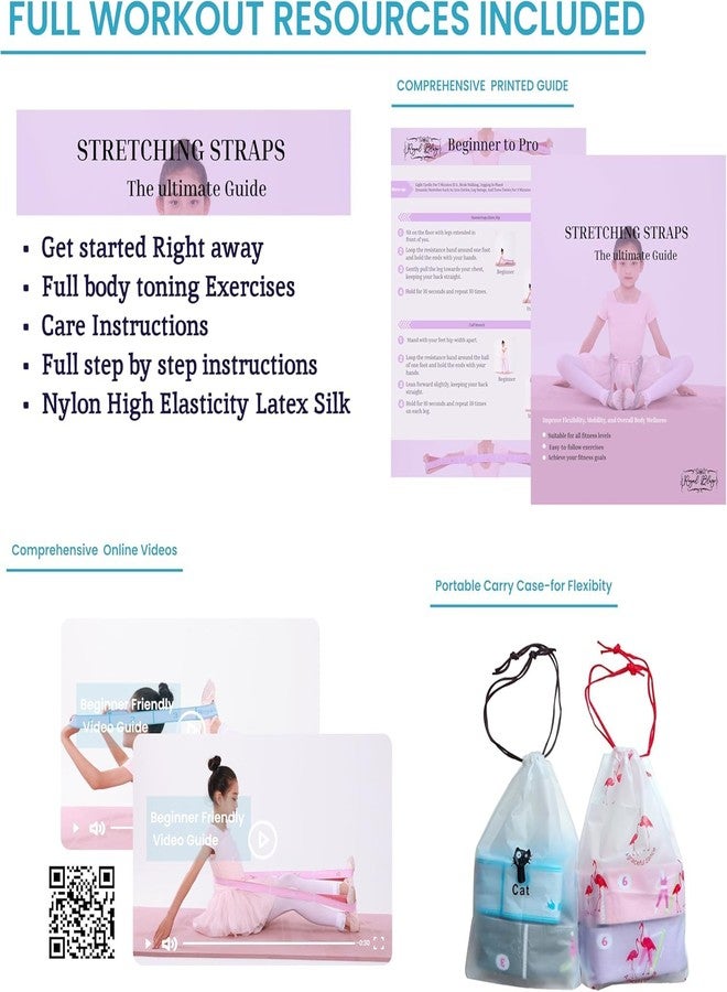 Royal Blaze Stretch Strap with Loops – 2 PCS Multi-Loop Yoga & Physical Therapy Stretching Band, Cotton Flexibility Strap for Exercise & Ballet, Pink & Purple 8 Loops - Image 4